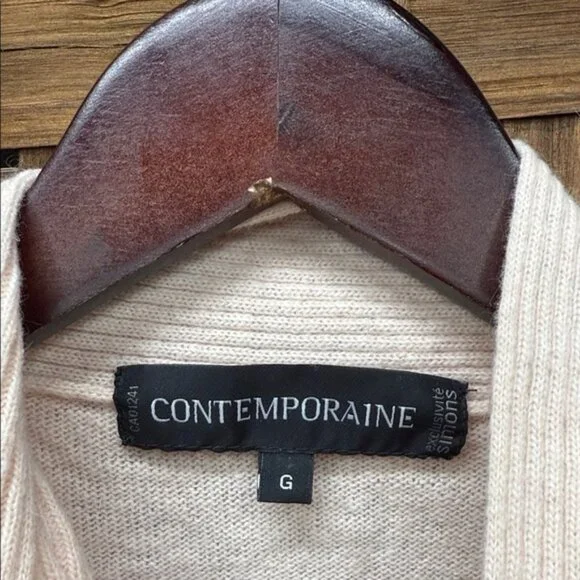 Vintage Contemporaine Elegant Salmon wool Top with Decorative Accents Sz L - Picture 2 of 4